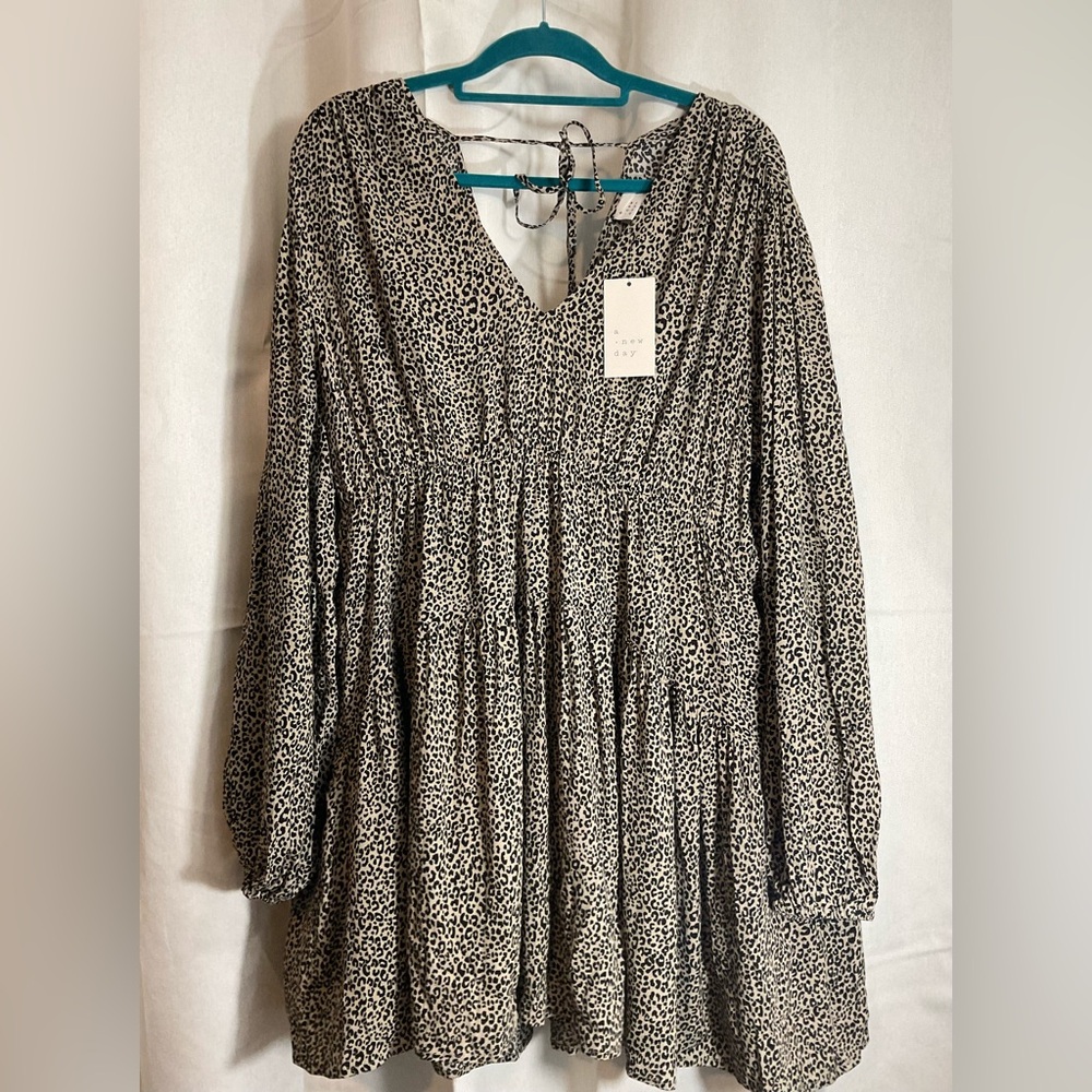 Leopard Print Long Sleeve Dress